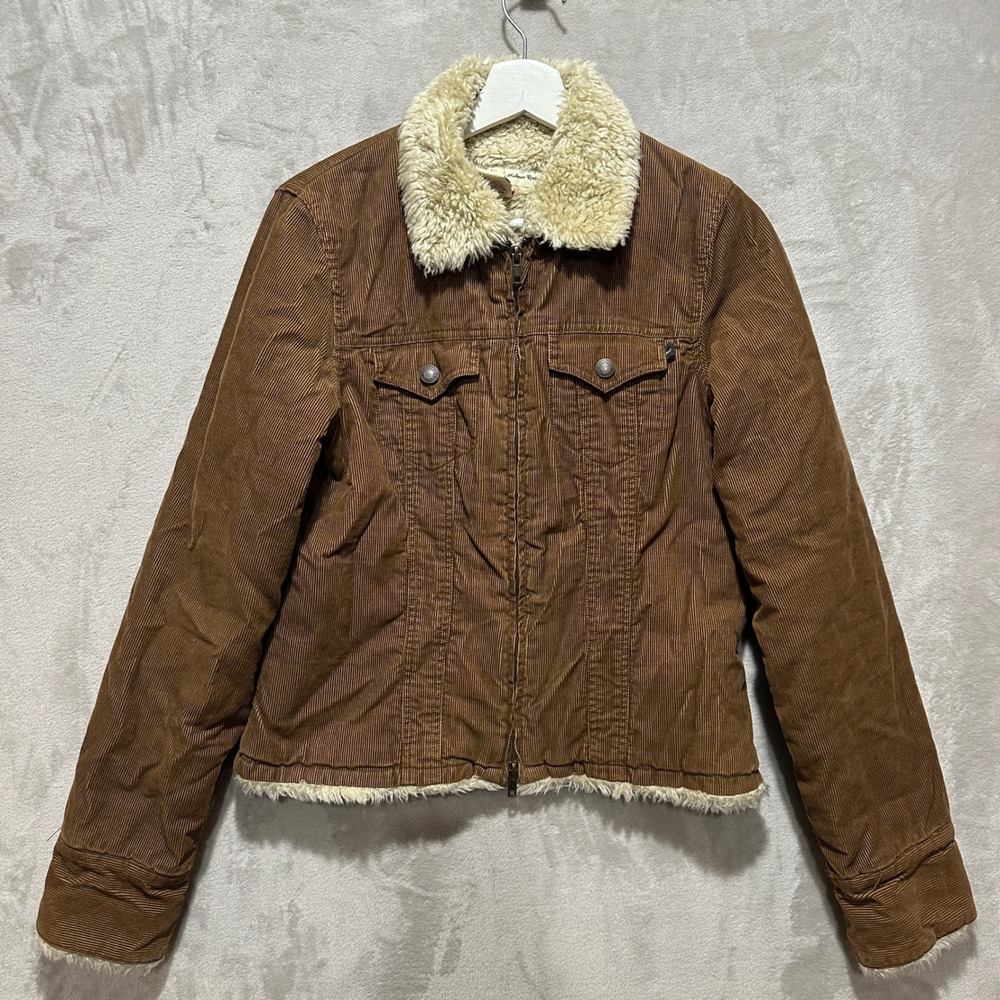 Abercrombie & Fitch Womens M Brown Corduroy Sherpa Lined Trucker Jacket Y2K VTG